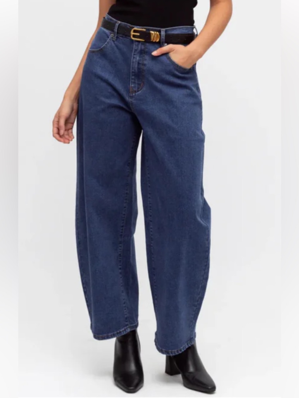 Massimo Dutti Wide Barrel Dark Blue Jeans